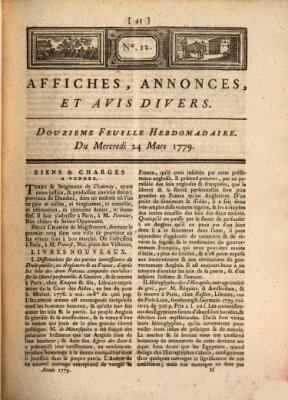 Affiches, annonces, et avis divers Mittwoch 24. März 1779