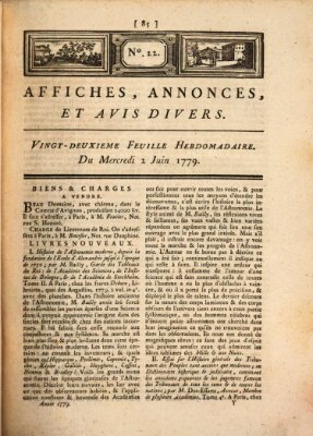 Affiches, annonces, et avis divers Mittwoch 2. Juni 1779