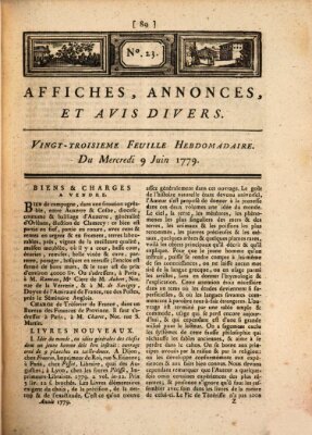 Affiches, annonces, et avis divers Mittwoch 9. Juni 1779