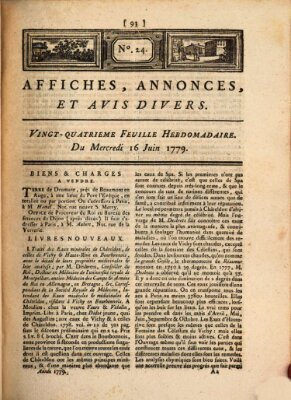 Affiches, annonces, et avis divers Mittwoch 16. Juni 1779