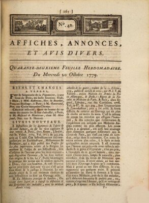 Affiches, annonces, et avis divers Mittwoch 20. Oktober 1779