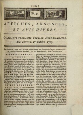 Affiches, annonces, et avis divers Mittwoch 27. Oktober 1779