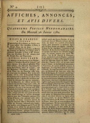 Affiches, annonces, et avis divers Mittwoch 26. Januar 1780