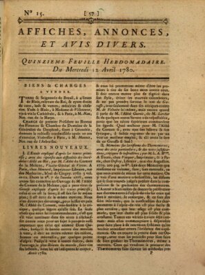 Affiches, annonces, et avis divers Mittwoch 12. April 1780