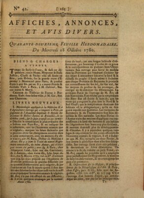 Affiches, annonces, et avis divers Mittwoch 18. Oktober 1780