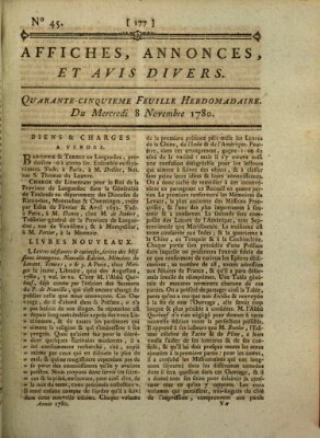 Affiches, annonces, et avis divers Mittwoch 8. November 1780