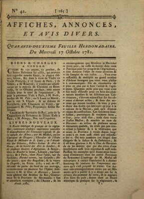 Affiches, annonces, et avis divers Mittwoch 17. Oktober 1781