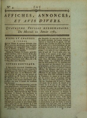 Affiches, annonces, et avis divers Mittwoch 22. Januar 1783