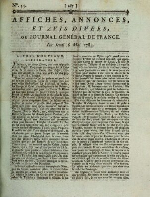 Affiches, annonces et avis divers ou Journal général de France (Affiches, annonces, et avis divers) Donnerstag 6. Mai 1784