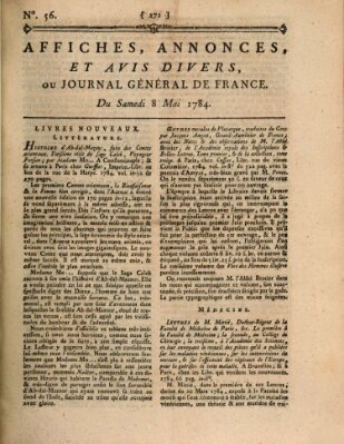 Affiches, annonces et avis divers ou Journal général de France (Affiches, annonces, et avis divers) Samstag 8. Mai 1784