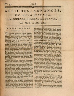 Affiches, annonces et avis divers ou Journal général de France (Affiches, annonces, et avis divers) Dienstag 11. Mai 1784