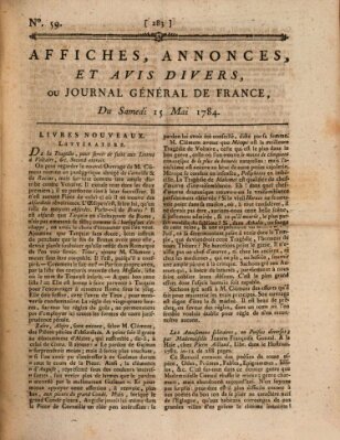 Affiches, annonces et avis divers ou Journal général de France (Affiches, annonces, et avis divers) Samstag 15. Mai 1784