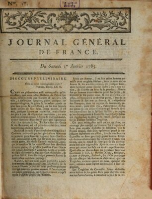 Affiches, annonces et avis divers ou Journal général de France (Affiches, annonces, et avis divers) Samstag 1. Januar 1785