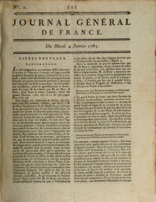 Affiches, annonces et avis divers ou Journal général de France (Affiches, annonces, et avis divers) Dienstag 4. Januar 1785