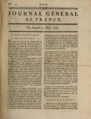 Affiches, annonces et avis divers ou Journal général de France (Affiches, annonces, et avis divers) Samstag 12. März 1785