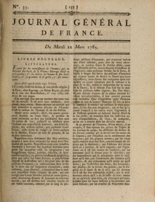 Affiches, annonces et avis divers ou Journal général de France (Affiches, annonces, et avis divers) Dienstag 22. März 1785