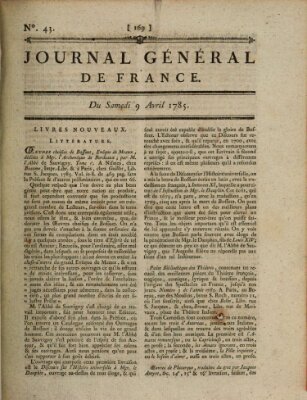 Affiches, annonces et avis divers ou Journal général de France (Affiches, annonces, et avis divers) Samstag 9. April 1785