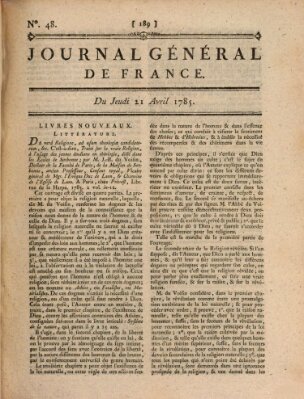 Affiches, annonces et avis divers ou Journal général de France (Affiches, annonces, et avis divers) Donnerstag 21. April 1785