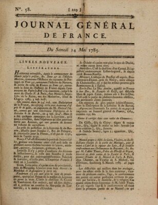 Affiches, annonces et avis divers ou Journal général de France (Affiches, annonces, et avis divers) Samstag 14. Mai 1785