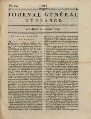 Affiches, annonces et avis divers ou Journal général de France (Affiches, annonces, et avis divers) Dienstag 12. Juli 1785