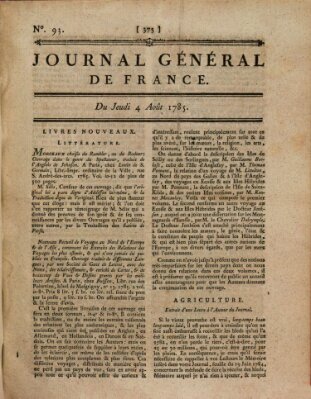 Affiches, annonces et avis divers ou Journal général de France (Affiches, annonces, et avis divers) Donnerstag 4. August 1785