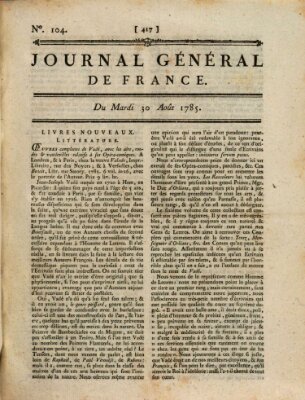 Affiches, annonces et avis divers ou Journal général de France (Affiches, annonces, et avis divers) Dienstag 30. August 1785