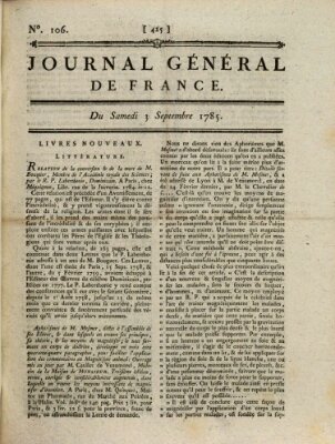 Affiches, annonces et avis divers ou Journal général de France (Affiches, annonces, et avis divers) Samstag 3. September 1785