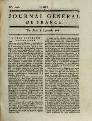 Affiches, annonces et avis divers ou Journal général de France (Affiches, annonces, et avis divers) Donnerstag 8. September 1785