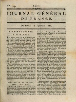 Affiches, annonces et avis divers ou Journal général de France (Affiches, annonces, et avis divers) Samstag 10. September 1785