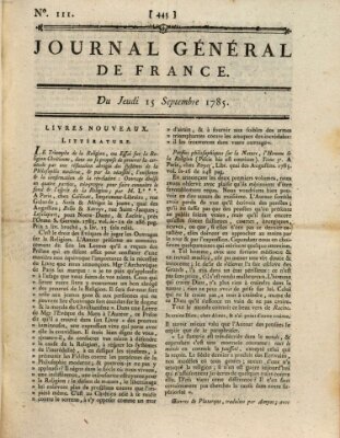 Affiches, annonces et avis divers ou Journal général de France (Affiches, annonces, et avis divers) Donnerstag 15. September 1785