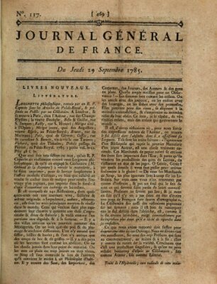 Affiches, annonces et avis divers ou Journal général de France (Affiches, annonces, et avis divers) Donnerstag 29. September 1785