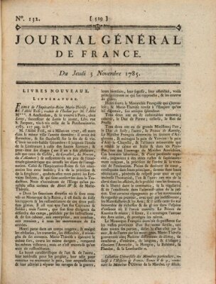 Affiches, annonces et avis divers ou Journal général de France (Affiches, annonces, et avis divers) Donnerstag 3. November 1785