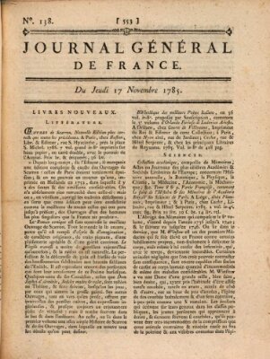 Affiches, annonces et avis divers ou Journal général de France (Affiches, annonces, et avis divers) Donnerstag 17. November 1785