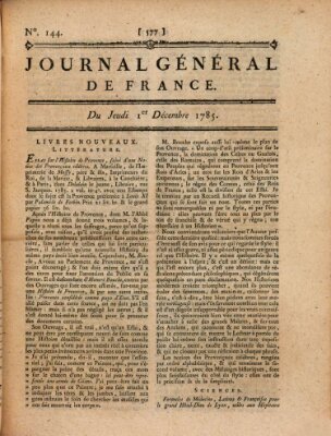 Affiches, annonces et avis divers ou Journal général de France (Affiches, annonces, et avis divers) Donnerstag 1. Dezember 1785