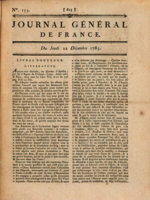 Affiches, annonces et avis divers ou Journal général de France (Affiches, annonces, et avis divers) Donnerstag 22. Dezember 1785