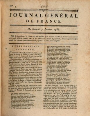 Affiches, annonces et avis divers ou Journal général de France (Affiches, annonces, et avis divers) Samstag 7. Januar 1786