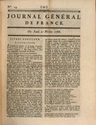 Affiches, annonces et avis divers ou Journal général de France (Affiches, annonces, et avis divers) Donnerstag 2. Februar 1786