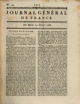 Affiches, annonces et avis divers ou Journal général de France (Affiches, annonces, et avis divers) Dienstag 14. Februar 1786