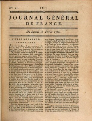 Affiches, annonces et avis divers ou Journal général de France (Affiches, annonces, et avis divers) Samstag 18. Februar 1786