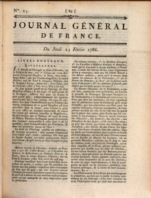 Affiches, annonces et avis divers ou Journal général de France (Affiches, annonces, et avis divers) Donnerstag 23. Februar 1786