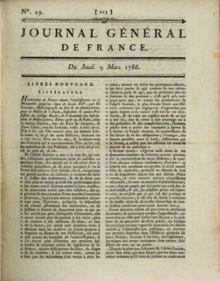 Affiches, annonces et avis divers ou Journal général de France (Affiches, annonces, et avis divers) Donnerstag 9. März 1786