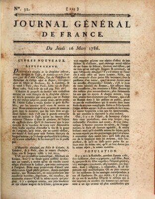 Affiches, annonces et avis divers ou Journal général de France (Affiches, annonces, et avis divers) Donnerstag 16. März 1786