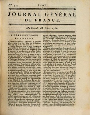 Affiches, annonces et avis divers ou Journal général de France (Affiches, annonces, et avis divers) Samstag 18. März 1786