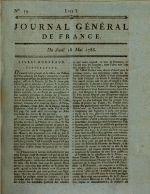 Affiches, annonces et avis divers ou Journal général de France (Affiches, annonces, et avis divers) Donnerstag 18. Mai 1786