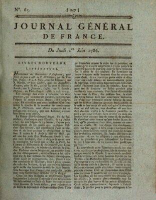 Affiches, annonces et avis divers ou Journal général de France (Affiches, annonces, et avis divers) Donnerstag 1. Juni 1786