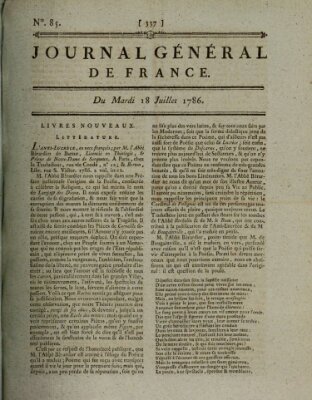 Affiches, annonces et avis divers ou Journal général de France (Affiches, annonces, et avis divers) Dienstag 18. Juli 1786