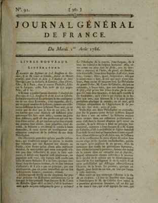 Affiches, annonces et avis divers ou Journal général de France (Affiches, annonces, et avis divers) Dienstag 1. August 1786