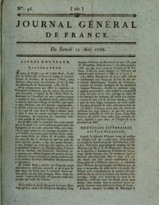 Affiches, annonces et avis divers ou Journal général de France (Affiches, annonces, et avis divers) Samstag 12. August 1786