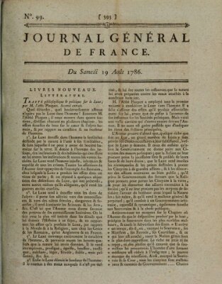 Affiches, annonces et avis divers ou Journal général de France (Affiches, annonces, et avis divers) Samstag 19. August 1786