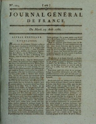 Affiches, annonces et avis divers ou Journal général de France (Affiches, annonces, et avis divers) Dienstag 29. August 1786